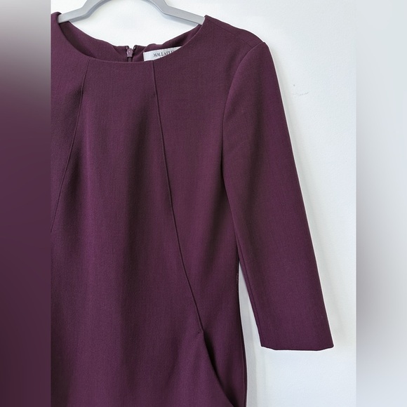 MM LaFleur Etsuko Knee Length Midi 3/4 Sleeve Dress Plum Purple Workwear sz 0 - Picture 3 of 11
